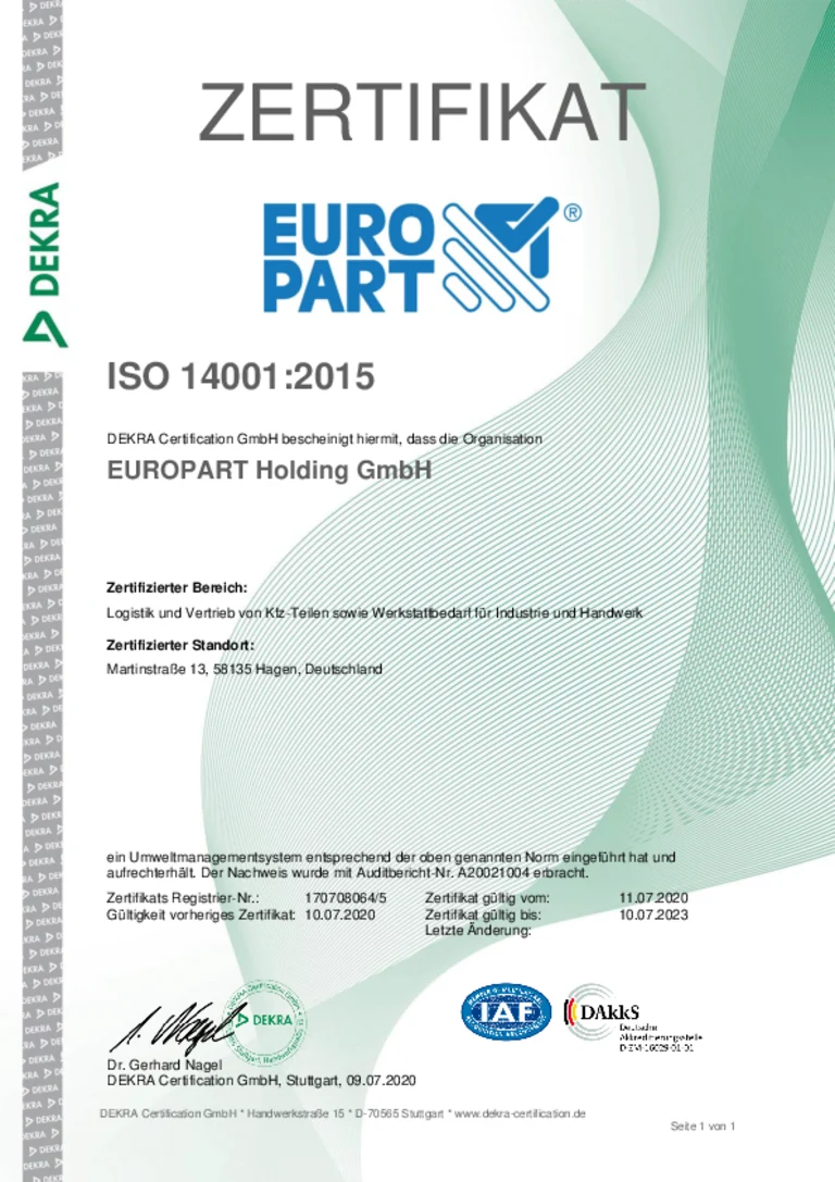ISO 14001:2015 Holding